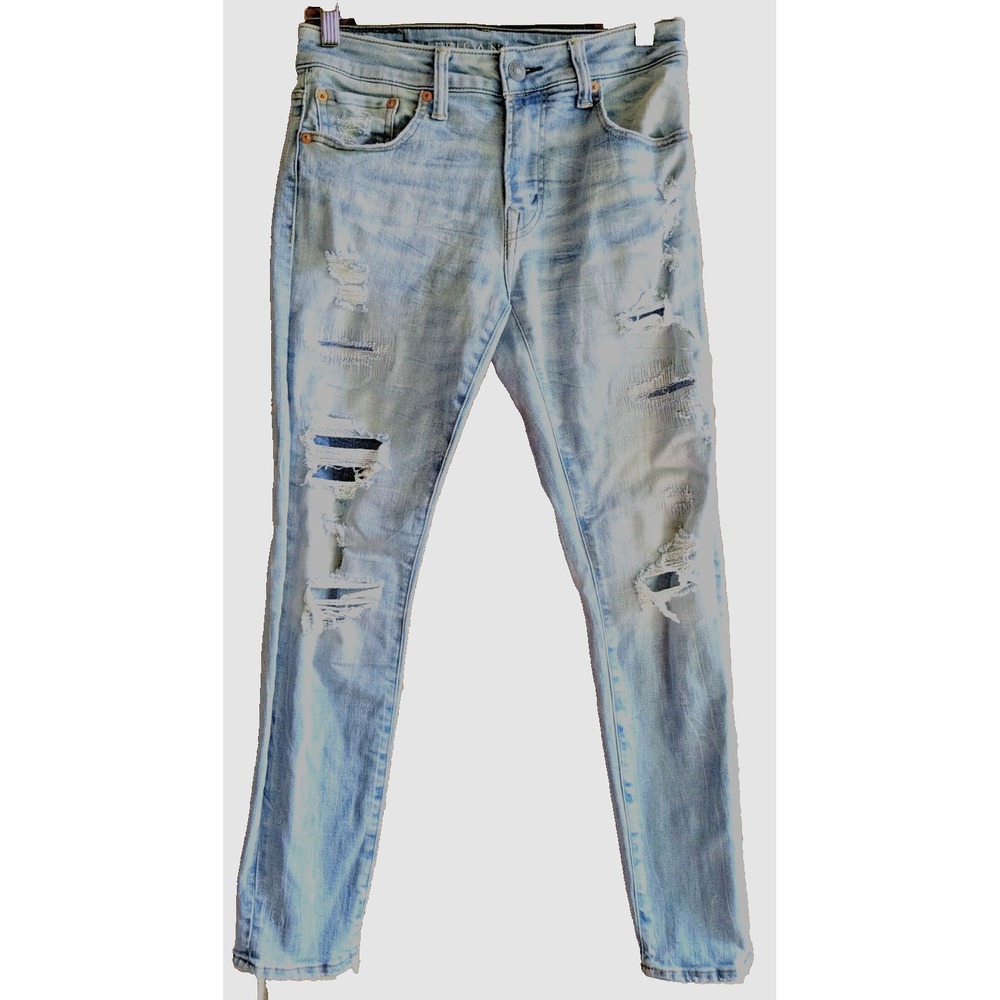 American Eagle Jeans Mens 29 x 30 AirFlex Temp Tech Athletic Skinny Distressed